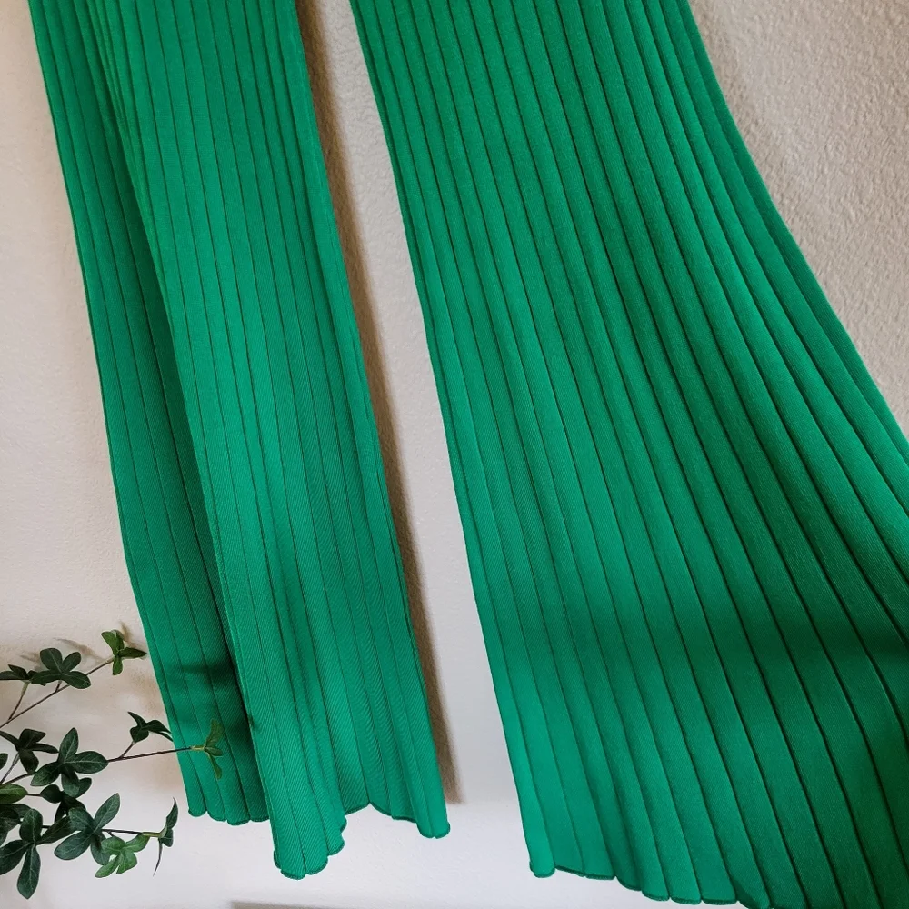 A.L.C. Green Ribbed Flare Astrid Pants sz XS - Picture 5 of 7